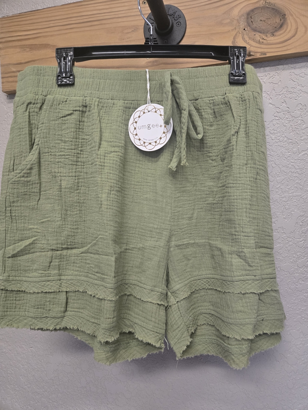 Umgee Sage Green Tiered Ruffle Gauze Shorts - Picture 1 of 1
